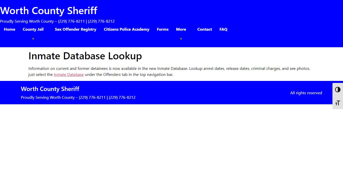 Inmate Database Lookup - Worth County Sheriff